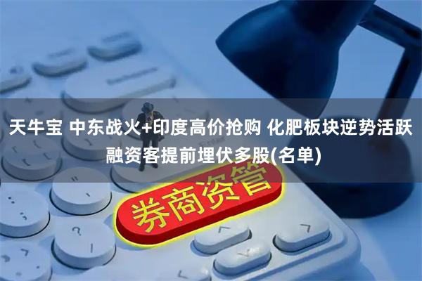 天牛宝 中东战火+印度高价抢购 化肥板块逆势活跃 融资客提前埋伏多股(名单)